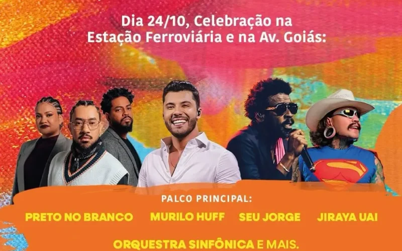 Goiânia celebra 93 anos com shows de Murilo Huff, Seu Jorge, Zeca Baleiro e Amado Batista